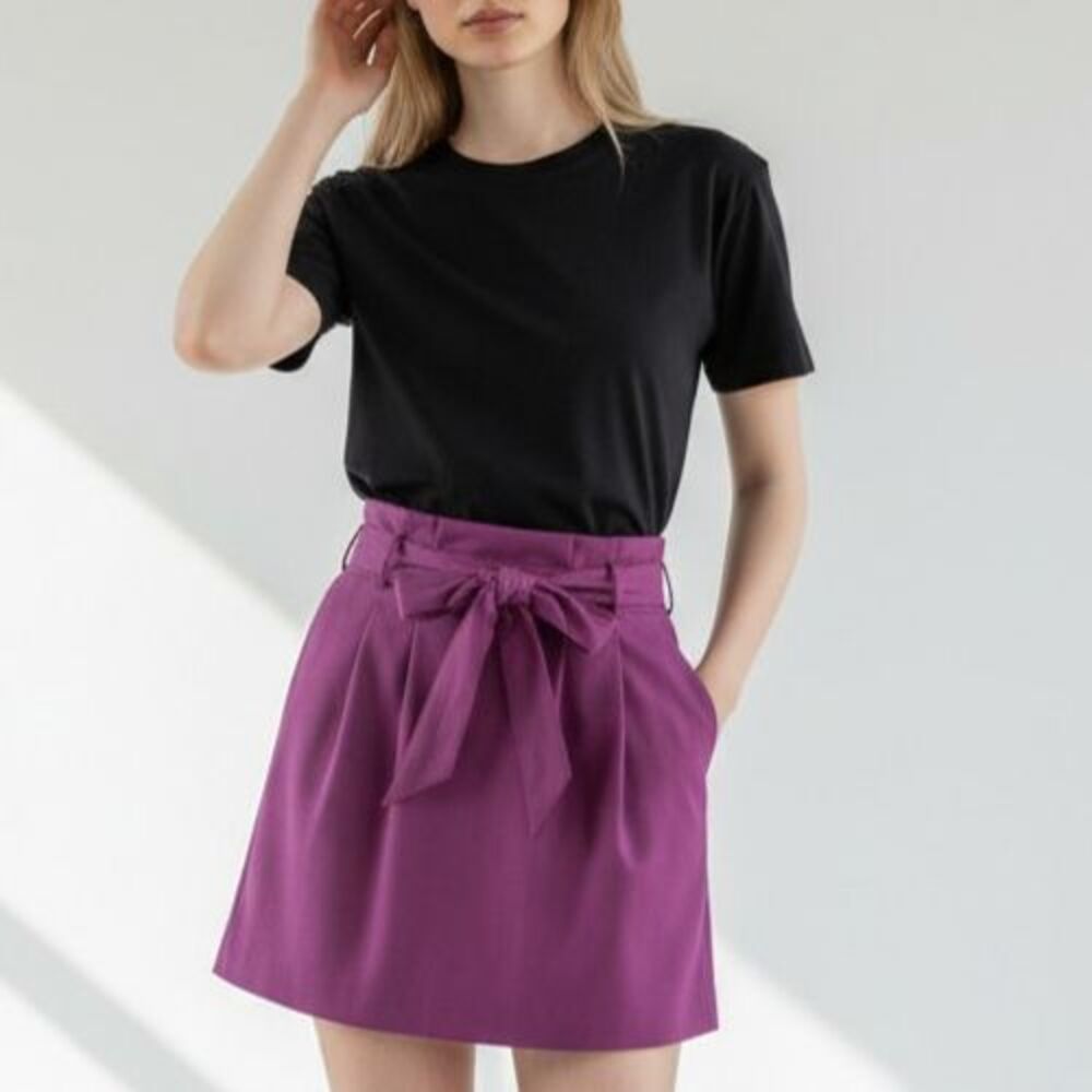 J Crew NEW Wool Blend Pleated Sash Skirt Size 8 Fuchsia Magenta Pink Classic